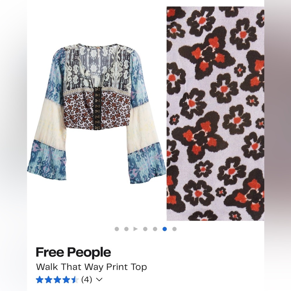 Free People - (NWT) Walk that walk top; Lavender Sky combo, Size L